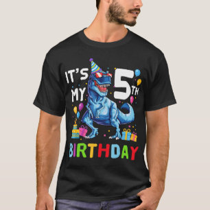 Kids Rawr I'm 5 5th Birthday Party T Rex Dinosaur T-Shirt