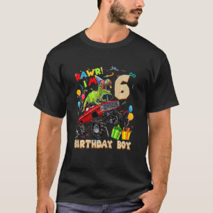 Kids Rawr I'm 6th Birthday Boy 6 Year Old Dinosaur T-Shirt