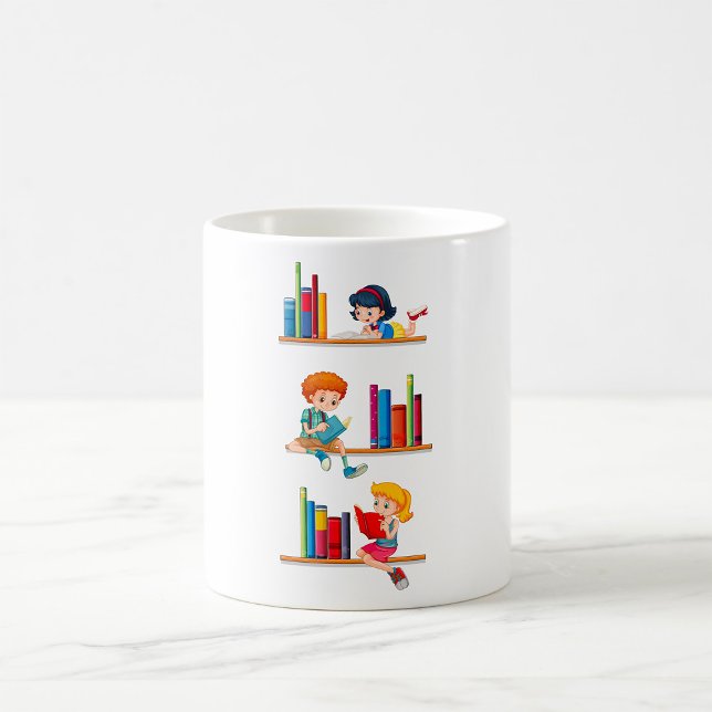 Kids Reading Books on Shelf Coffee Mug (Creator Uploaded)
