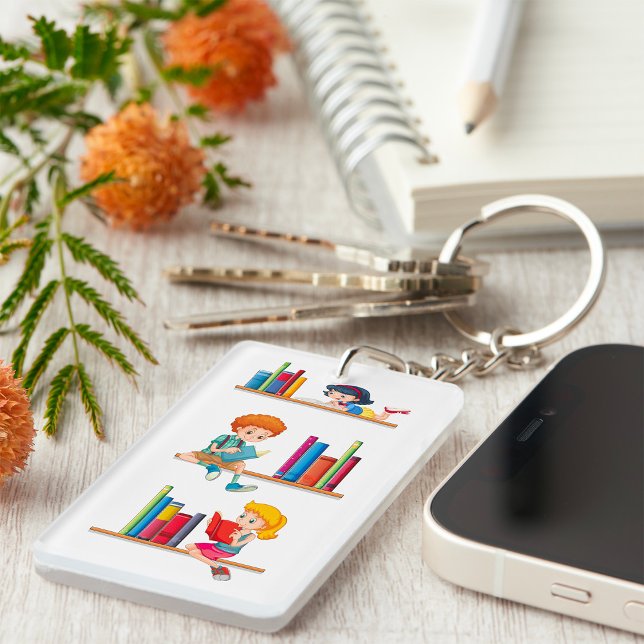 Kids Reading Books on Shelf Keychain (Creator Uploaded)