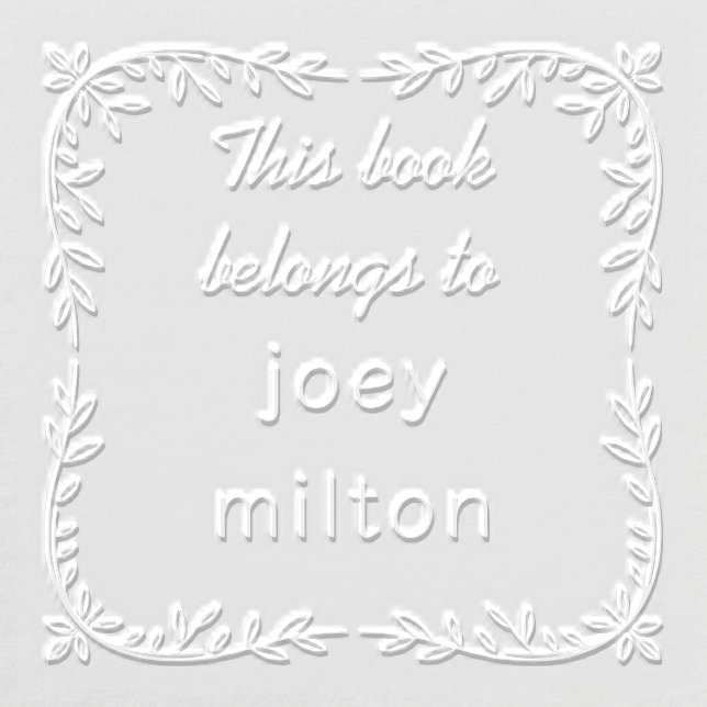 Kid's Reading Gift "This Book Belongs To" Leafy Embosser (Design)