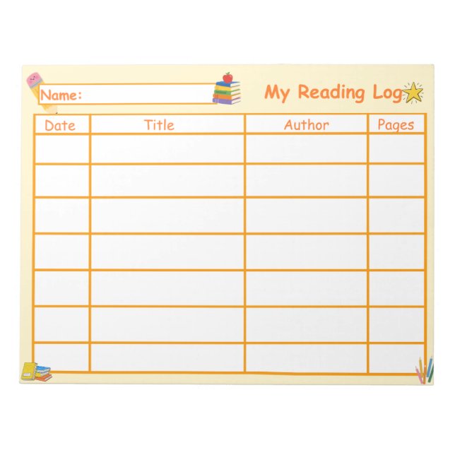 Kids' Reading Log Notepad | Book Tracker (Front)