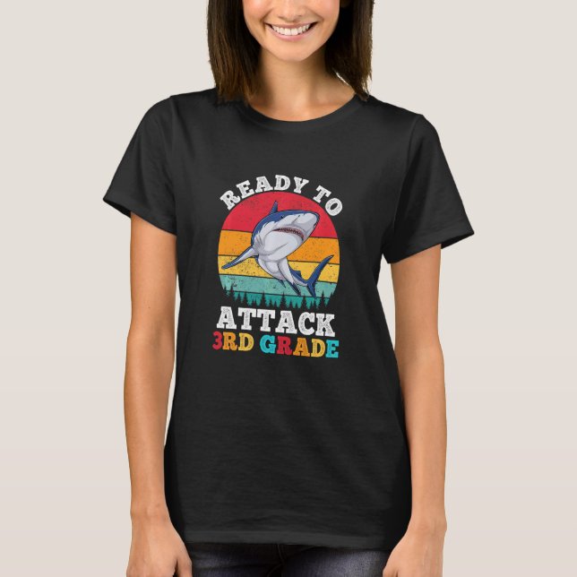 Kids Ready To Attack 3rd Third Grade Shark Kids Ba T-Shirt (Front)