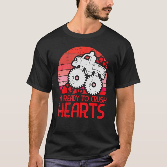 Kids Ready To Crush Hearts Monster Truck Toddler B T-Shirt (Front)