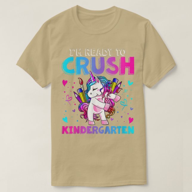 Kids Ready To Crush Kindergarten Flossing Unicorn  T-Shirt (Design Front)