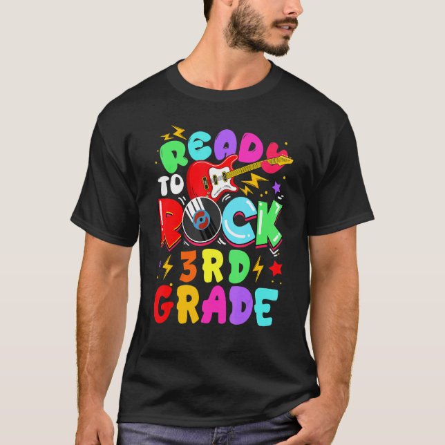 Kids Ready To Rock 3rd Grade Guitar Back To School T-Shirt (Front)