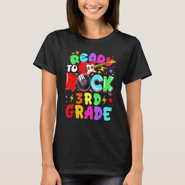 Kids Ready To Rock 3rd Grade Guitar Back To School T-Shirt (Front)