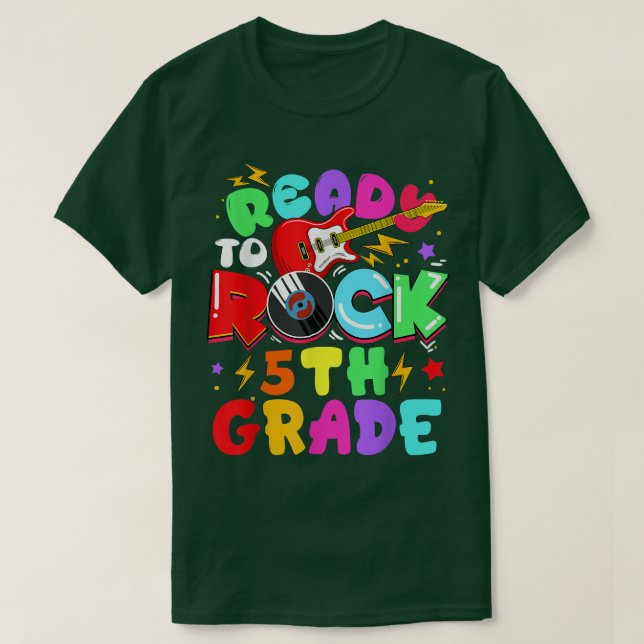 Kids Ready To Rock 5th Grade Guitar Back To School T-Shirt (Design Front)