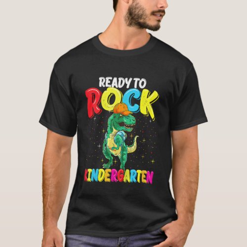 Kids Ready To Rock Kindergarten Dinosaur Back To S T_Shirt