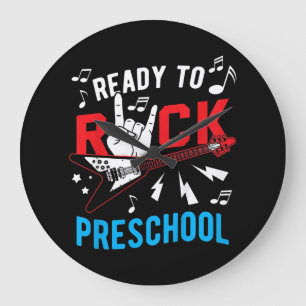 Kids Ready To Rock Preschool Funny Guitar Music Large Clock