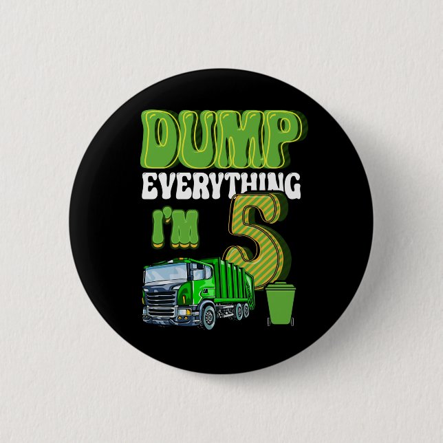 Kids Recycling Trash 5 Year Old Garbage Truck 5th Button (Front)
