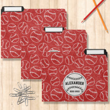 Kids Red and White Baseballs School Folders