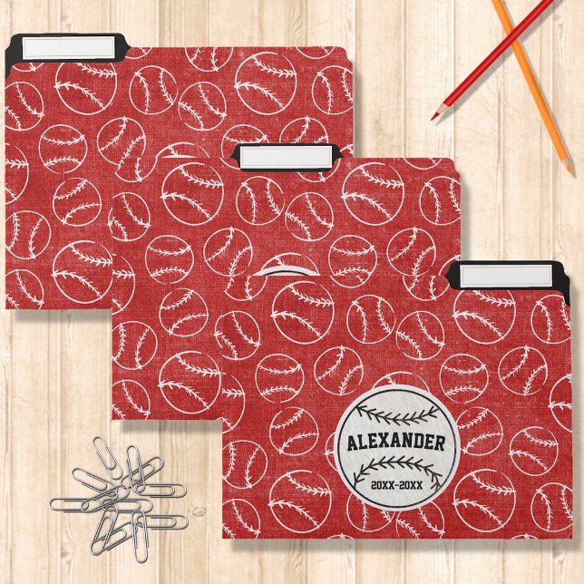 Kids Red and White Baseballs School Folders (Creator Uploaded)