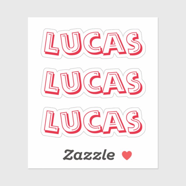 Kids Red Custom Name Sticker (Sheet)