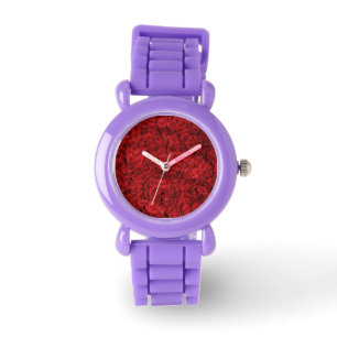 KIDS RED GLITTER STRAP ROSE WATCH