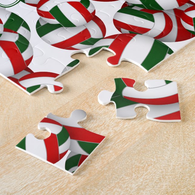 kids red green volleyball team colors jigsaw puzzle (Side)