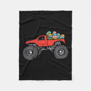 Kids Red Monster Truck Eggs Easter Egg Hunting Boy Fleece Blanket