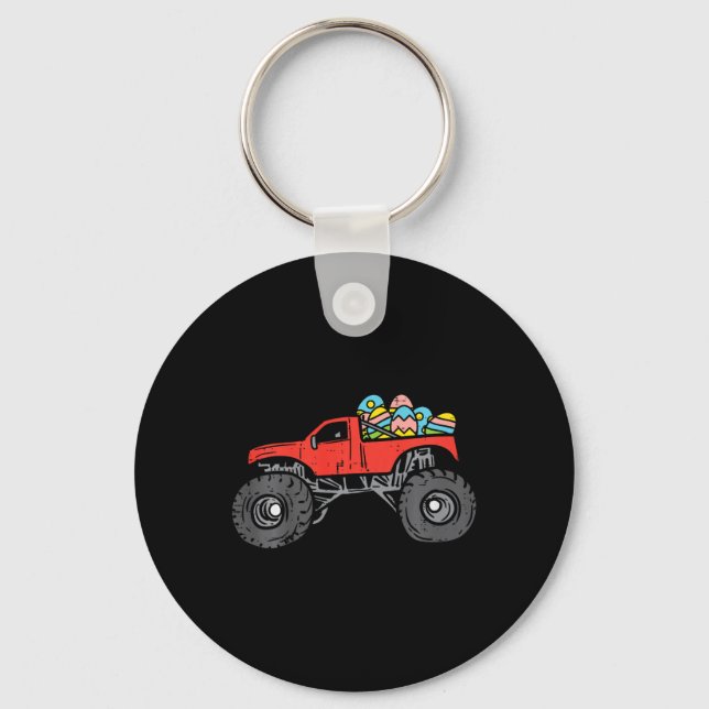 Kids Red Monster Truck Eggs Easter Egg Hunting Boy Keychain (Front)