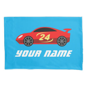 Kid's red racecar pillowcase with custom name