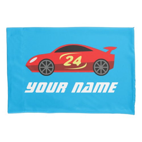 Kids red racecar pillowcase with custom name