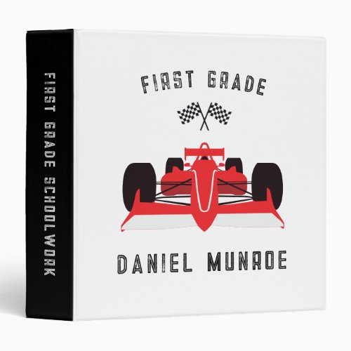 Kids Red Racing Car Back to School Binder