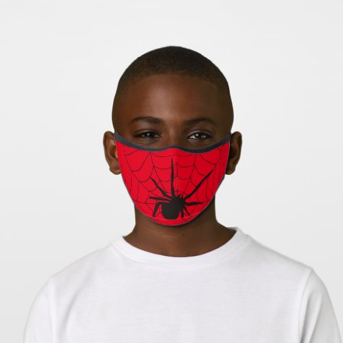 Kids Red Spider On Black Spider Web Adjustable Premium Face Mask