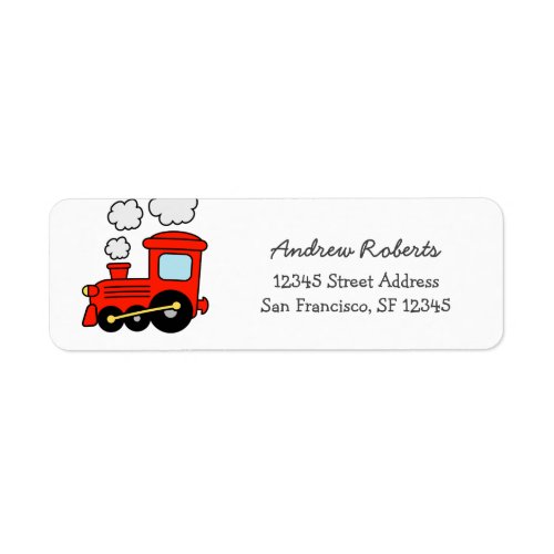 Kids red toy choo choo train return address labels