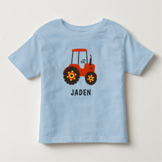 Kids Red Tractor Personalized Farm Vehicle Toddler T-shirt