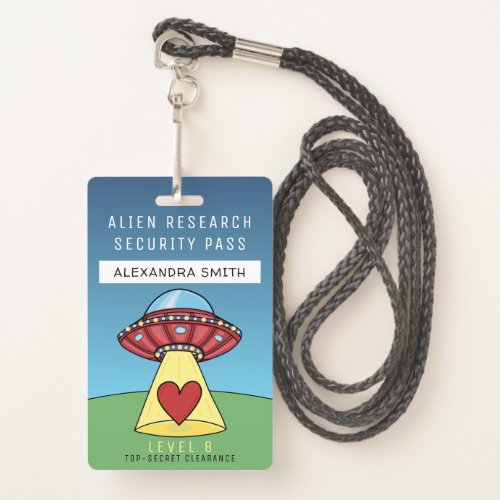 Kids Red UFO Party Alien Research Security Pass Badge