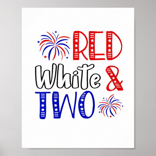Kids Red White And Two 2nd Birthday 4th Of July In Poster (Front)