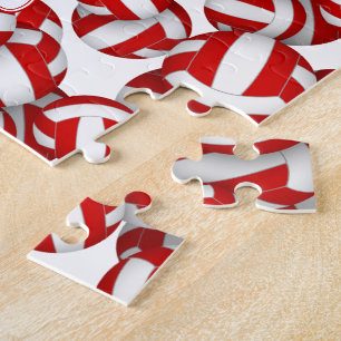 kids red white volleyball team colors jigsaw puzzle