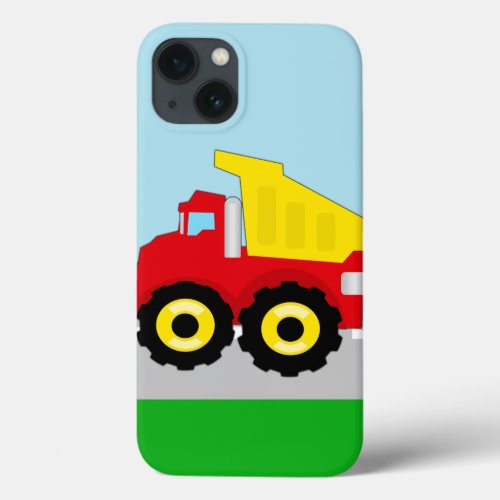 Kids RedYellow Dump Truck on Road iPhone 13 Case