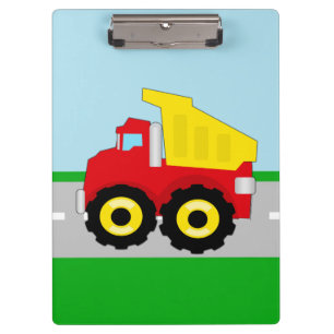 Kid's Red/Yellow Dump Truck on Road Clipboard
