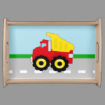 Kid's Red/Yellow Dump Truck on Road Serving Tray