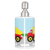 Kid's Red/Yellow Dump Truck on Road Soap Dispenser And Toothbrush Holder (Back)