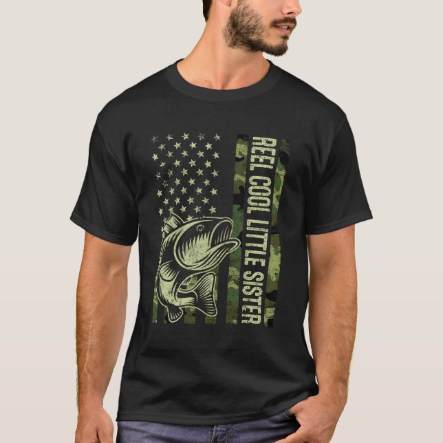 Kids Reel Cool Little Sister Camouflage Usa Flag B T-Shirt (Front)