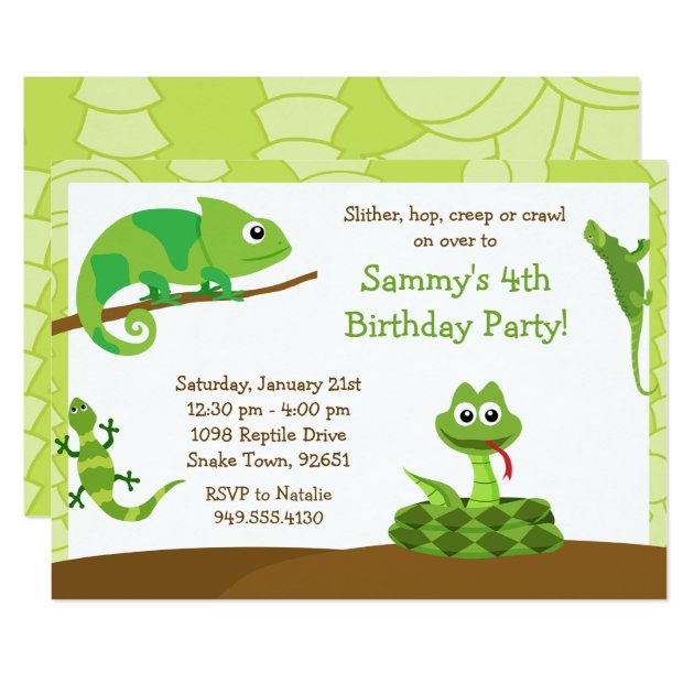 Kids Reptile Birthday Party Invitation