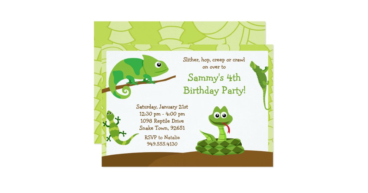 Kids Reptile Birthday Party Invitation | Zazzle