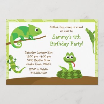 Kids Reptile Birthday Party Invitation by eventfulcards at Zazzle