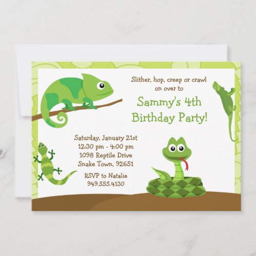 Kids Reptile Birthday Party Invitation