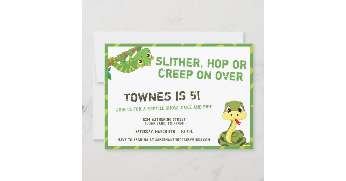 Slither.io Slither Snake Video Game Kids Birthday Party Invitations  w/Envelopes