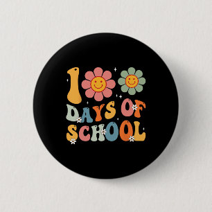 Kids Rero Groovy 100 Days Happy 100h Day Of School Button