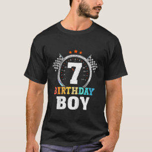 Kids Retro Birthday Boy 7 Seven Race Car 7th Birth T-Shirt