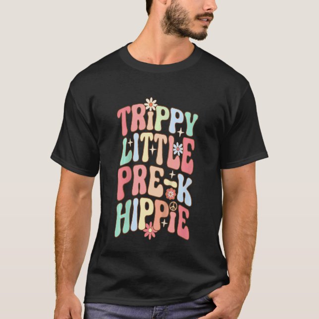 Kids Retro Pre K Trippie Little Hippy Kids Back to T-Shirt (Front)