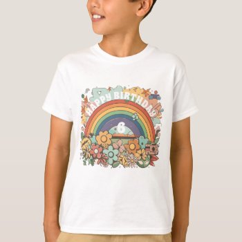 Kids Retro Rainbow Hippie T-shirt by MiniBrothers at Zazzle