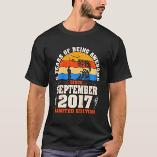 Kids Retro September 2017 5 Year Old Fishing 5th T-Shirt
