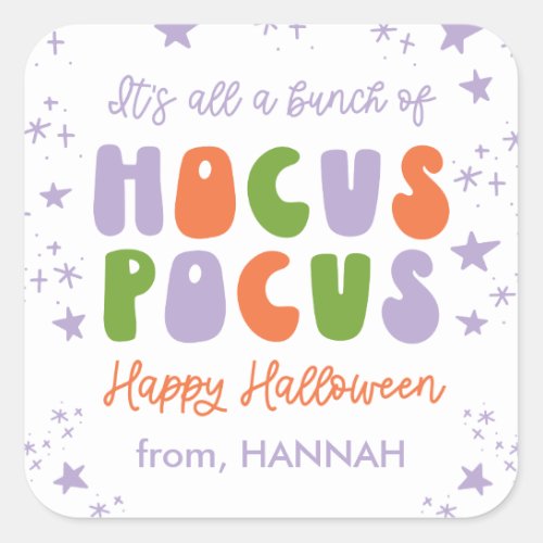 Kids Retro Three Witches Halloween School Treat  Square Sticker