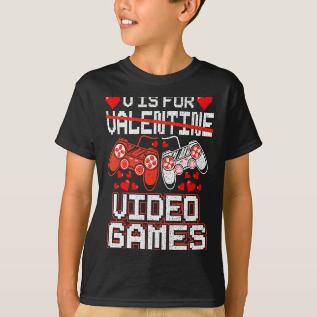 Kids Retro Video Game Valentines Day For Toddler B T-Shirt (Front)