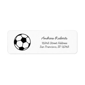 Kids return address labels with cute soccer ball