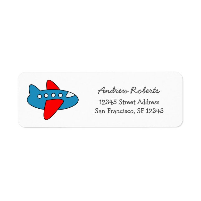 Kids return address labels with toy airplane (Front)